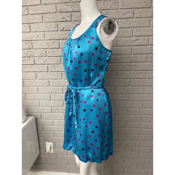 Britt Ryan Women Crinkled Multicolored Silk Halter Mini Dress Size 4 - Picture 2 of 8